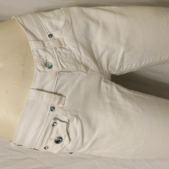 True Religion white boot cut jeans with blue crystals - Picture 2 of 10
